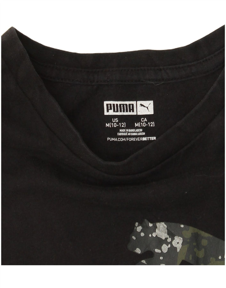 Dziewczęcy T-shirt z grafiką PUMA, 10-11 lat, średni czarny
