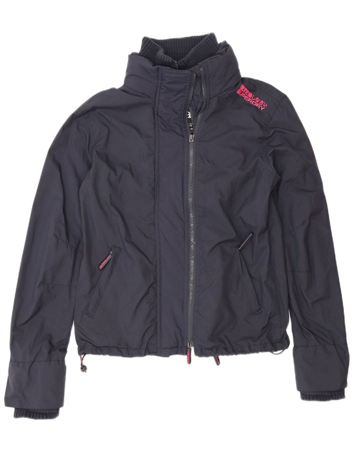 Damska kurtka wiatrówka Superdry UK 16, duża, granatowa, nylonowa