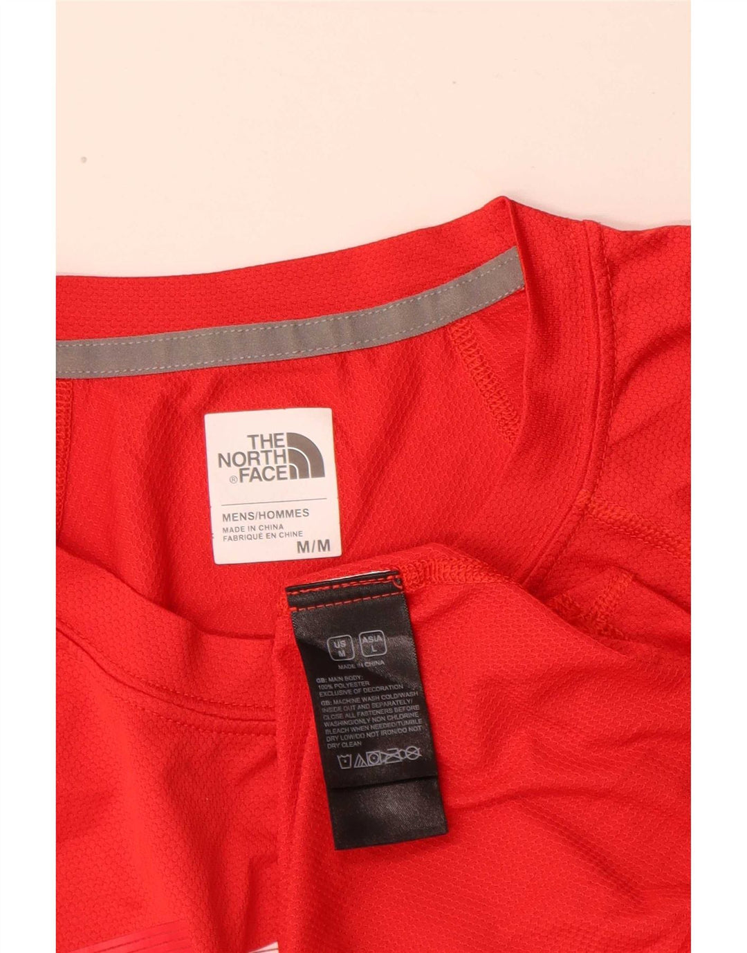 Męski T-shirt z grafiką The North Face z Hongkongu, średni czerwony, poliestrowy