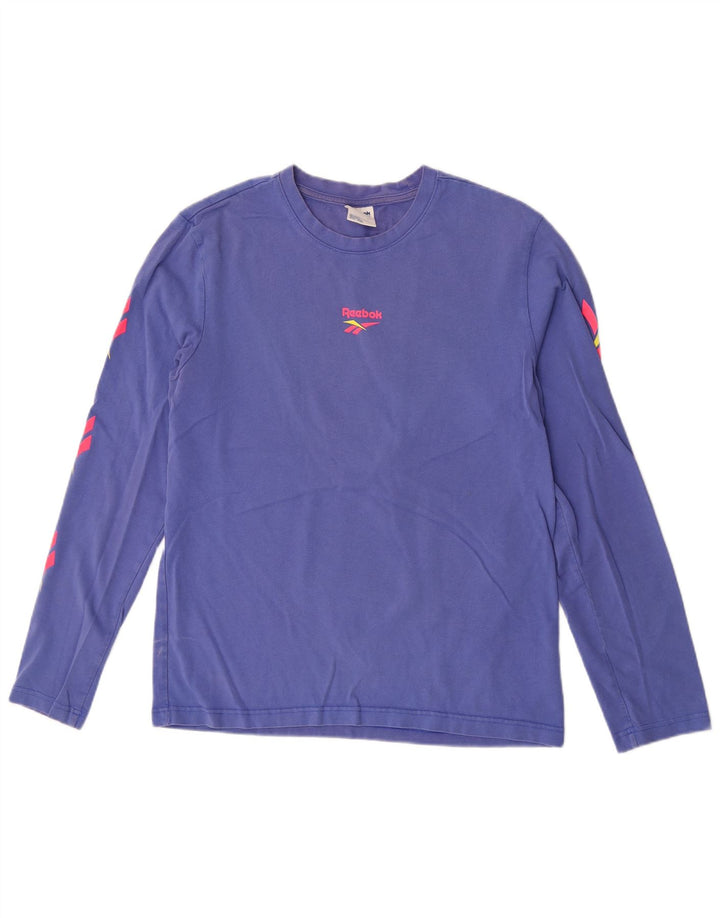 Męski top graficzny Reebok z długim rękawem, średniofioletowy, bawełniany
