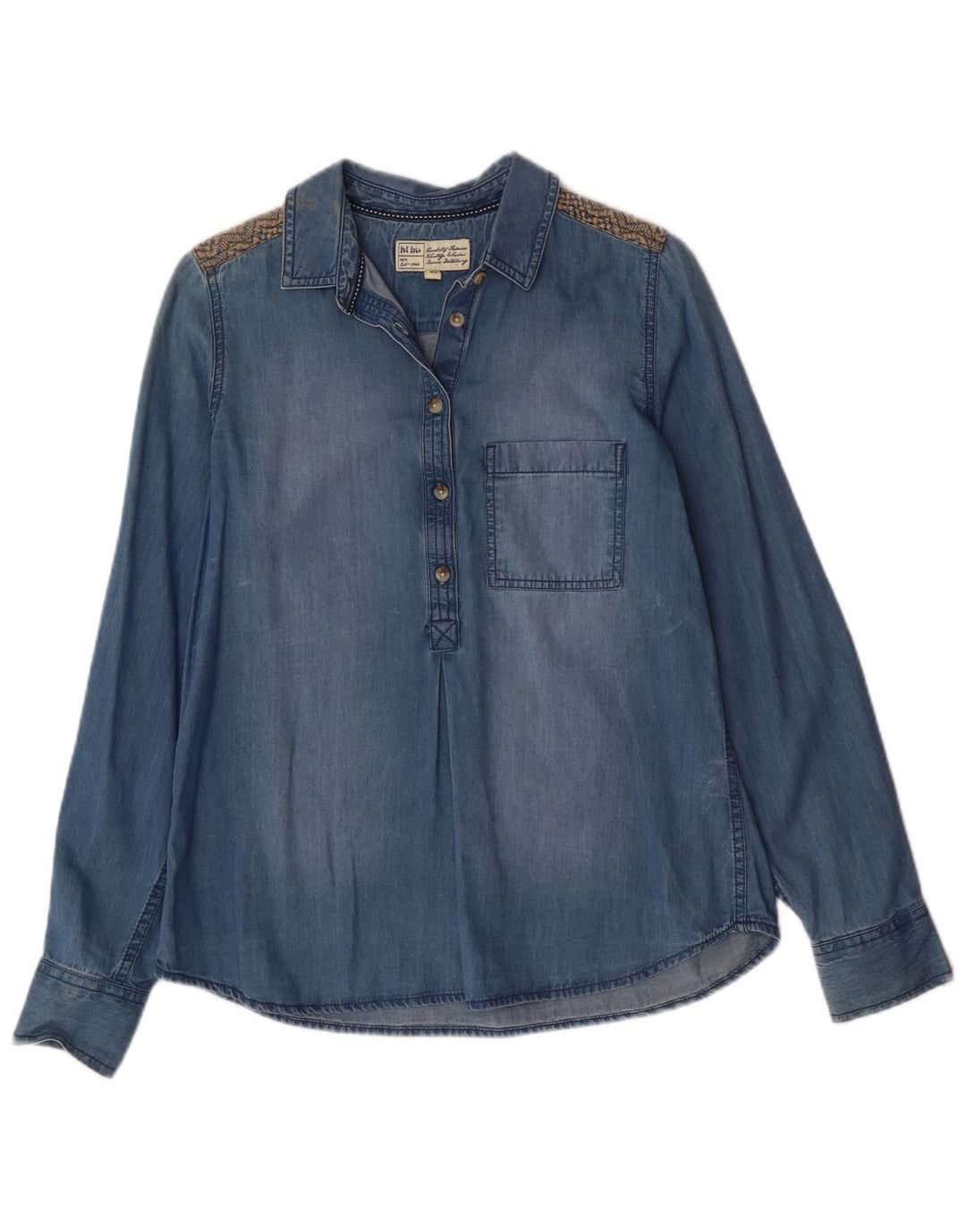 Damska dżinsowa koszula pulowerowa Fat Face UK 12 Średni niebieski, bawełniany, artystyczny