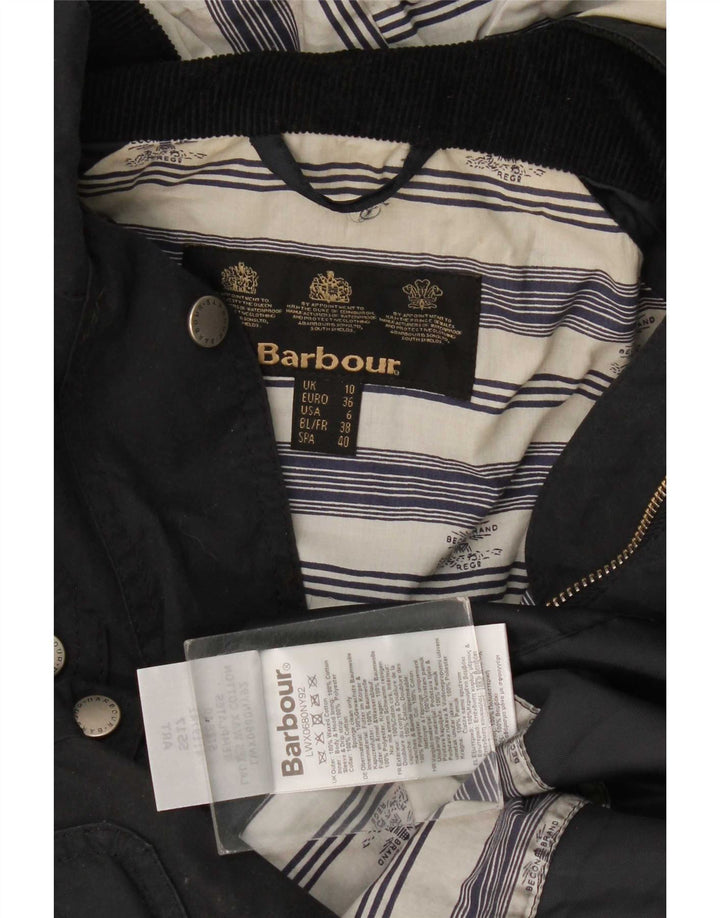 Damska kurtka parka z kapturem i oversize Barbour UK 10, mała, czarna, bawełniana