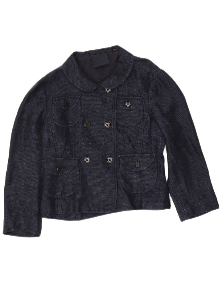 Damski płaszcz grochowy z rękawami 3/4 Aspesi IT 40 Small Blue Linen