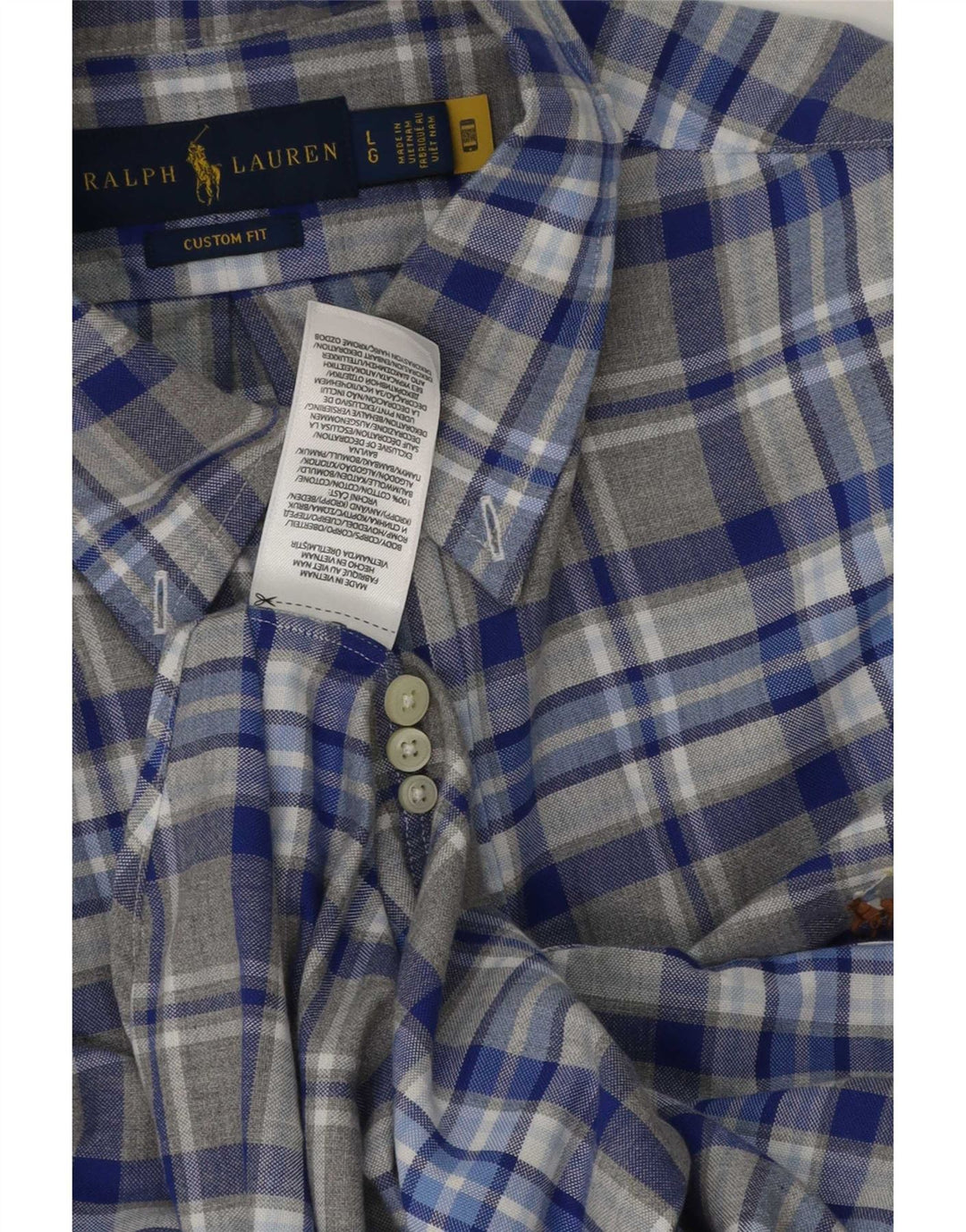 Koszula męska Ralph Lauren o dopasowanym kroju, duża, szara, bawełniana w kratę