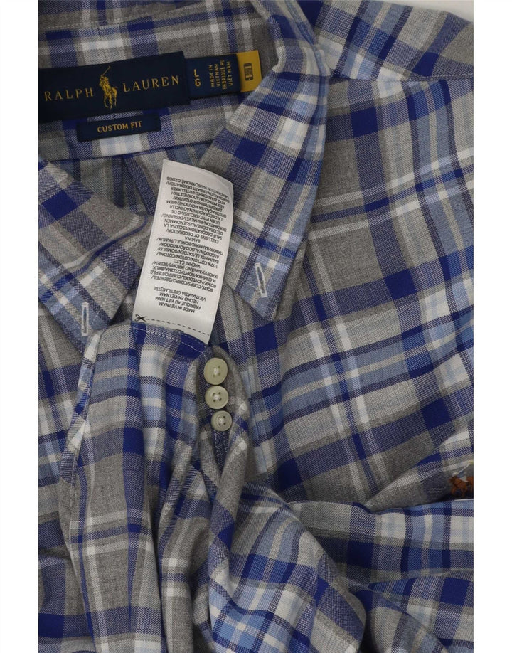 Koszula męska Ralph Lauren o dopasowanym kroju, duża, szara, bawełniana w kratę