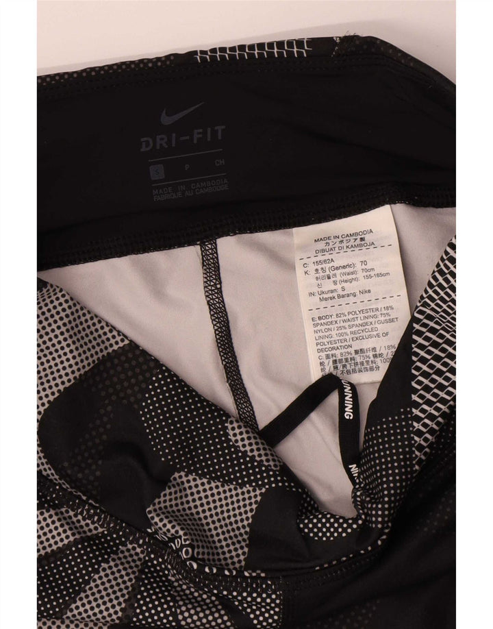 Damskie legginsy Nike Graphic Capri UK 8, małe, czarne, z poliestru w kwiaty