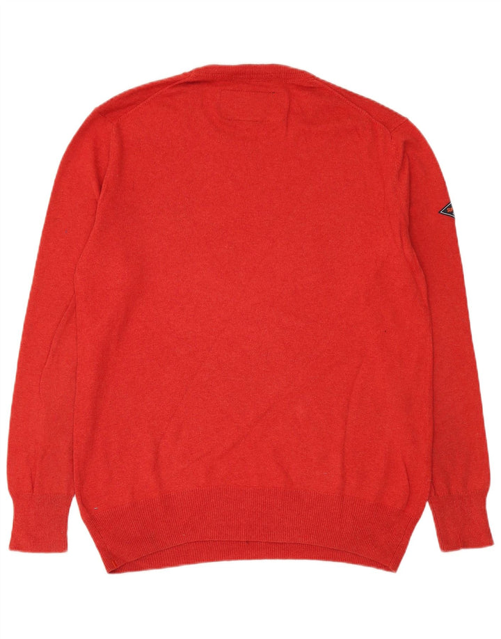 Męski sweter Superdry z okrągłym dekoltem, duży, czerwony, bawełniany