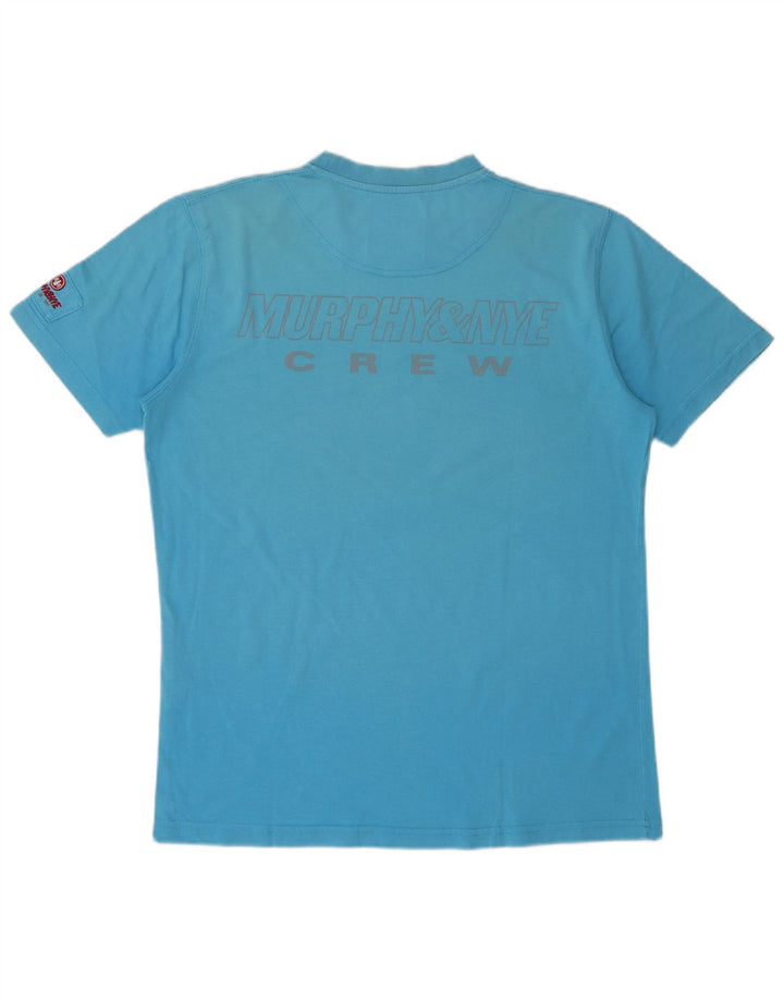 Męski T-shirt z grafiką MURPHY & NYE, duży, niebieski, bawełniany