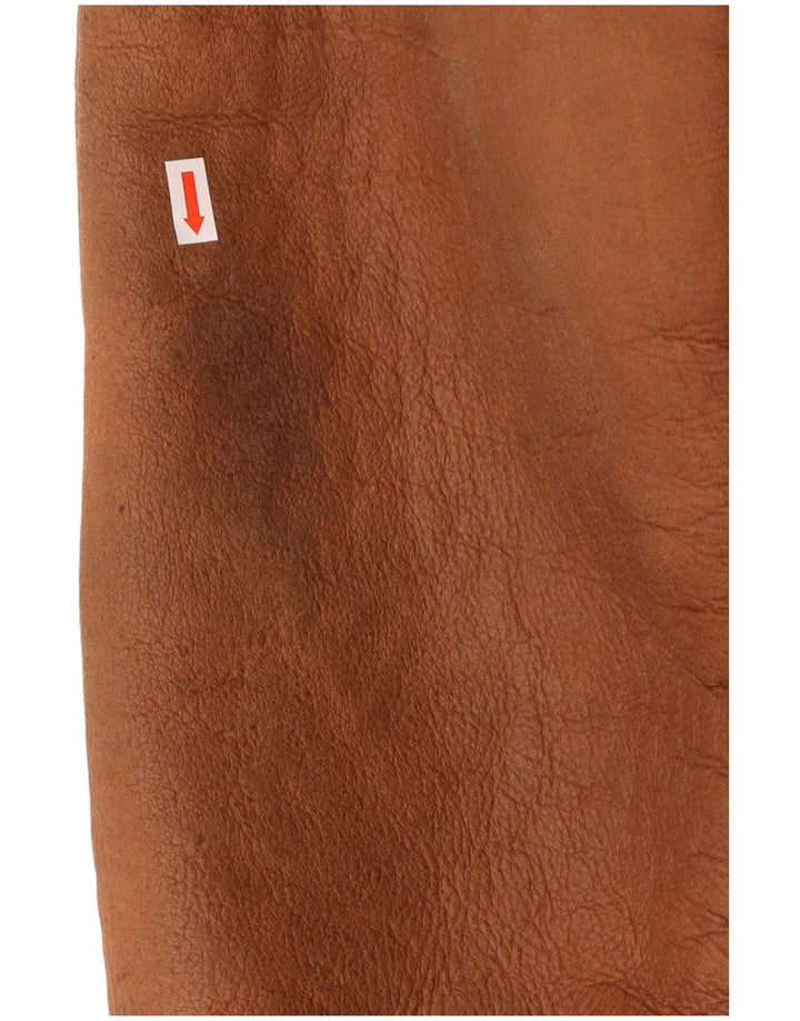 Vintage męska kurtka Shearling UK 38 Średni brązowy skórzany klasyczny