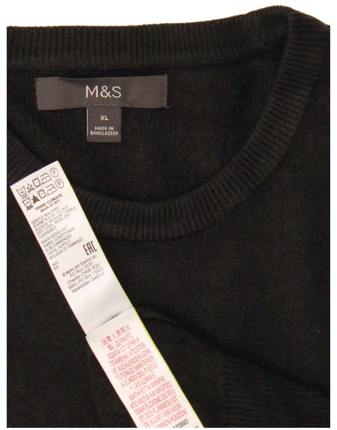 Marks & Spencer Męski sweter z okrągłym dekoltem XL, czarny akryl