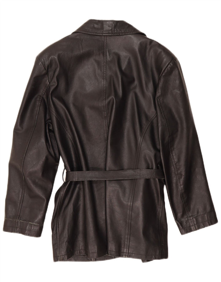 Vintage damska kurtka skórzana UK 14, średnia czarna skóra