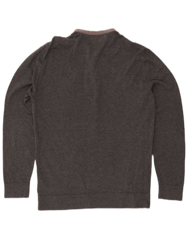 Męski sweter GUESS z okrągłym dekoltem, duży, szary, bawełniany