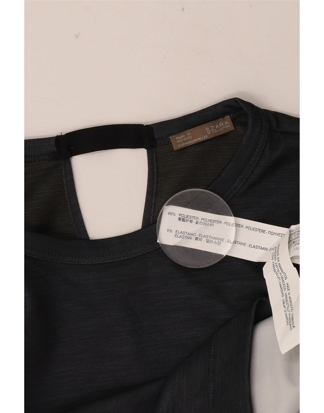 Damski krótki t-shirt Zara UK 14, średni szary poliester