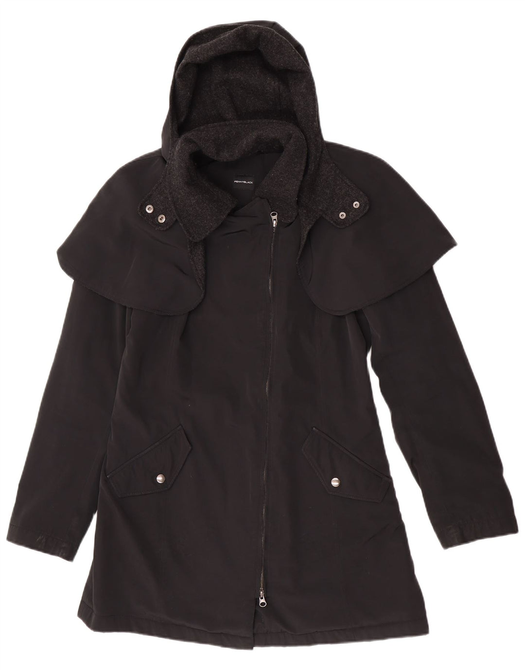 Czarny damski płaszcz z kapturem i kapturem Penny Black UK 10 Small Black