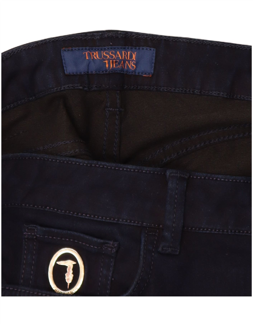 Damskie spodnie typu slim casual Trussardi W31 L28 granatowe