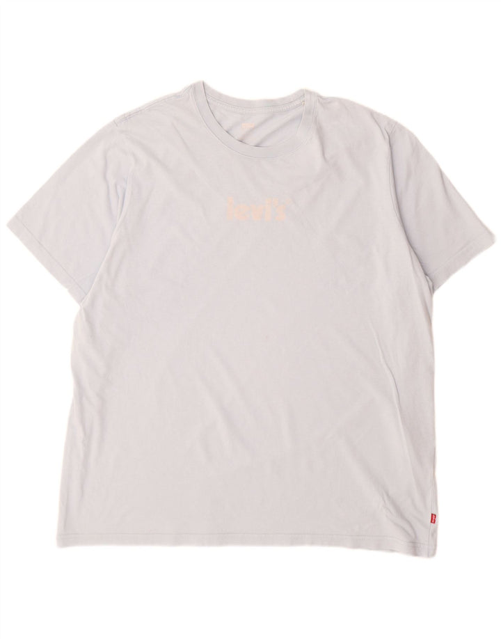 Męski T-shirt Levi's o swobodnym kroju z grafiką, duży, niebieski, bawełniany