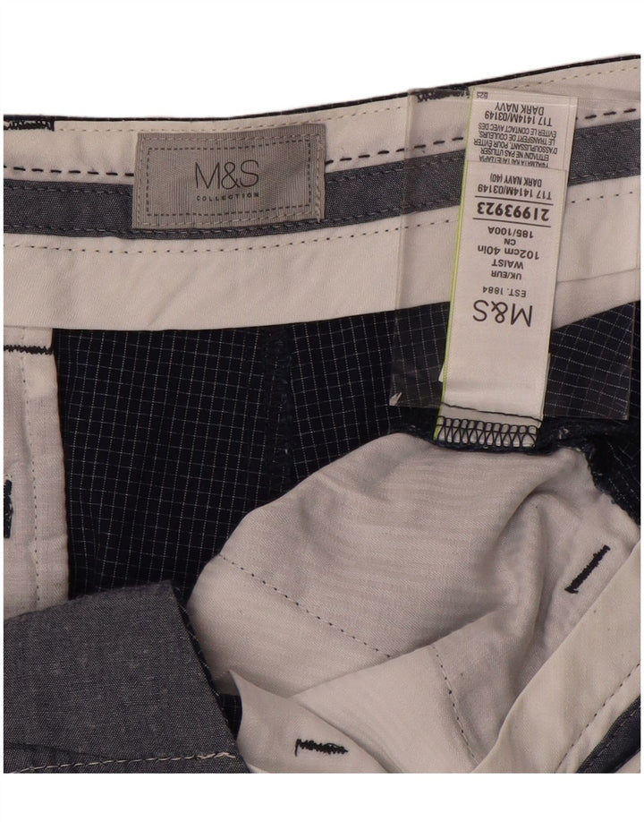 Męskie spodenki Chino Marks & Spencer W40 XL, granatowe, bawełniane w kratkę