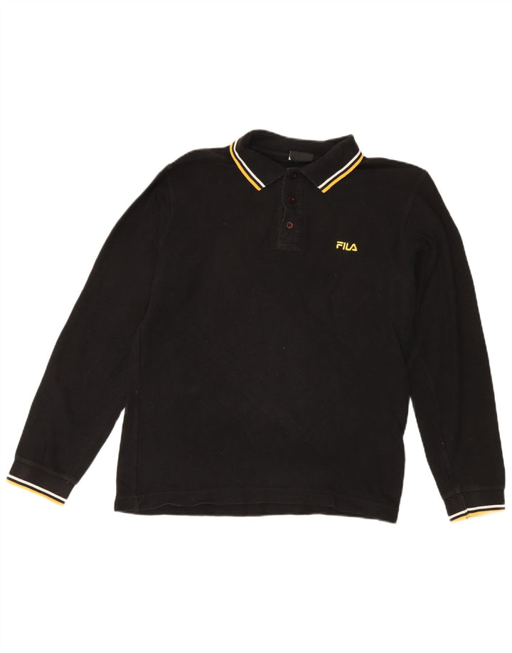 FILA Mens Long Sleeve Polo Shirt Small Black Cotton