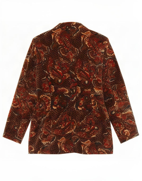 Vintage damska marynarka zapinana na 3 guziki, aksamitna marynarka IT 50 XL, brązowa paisley