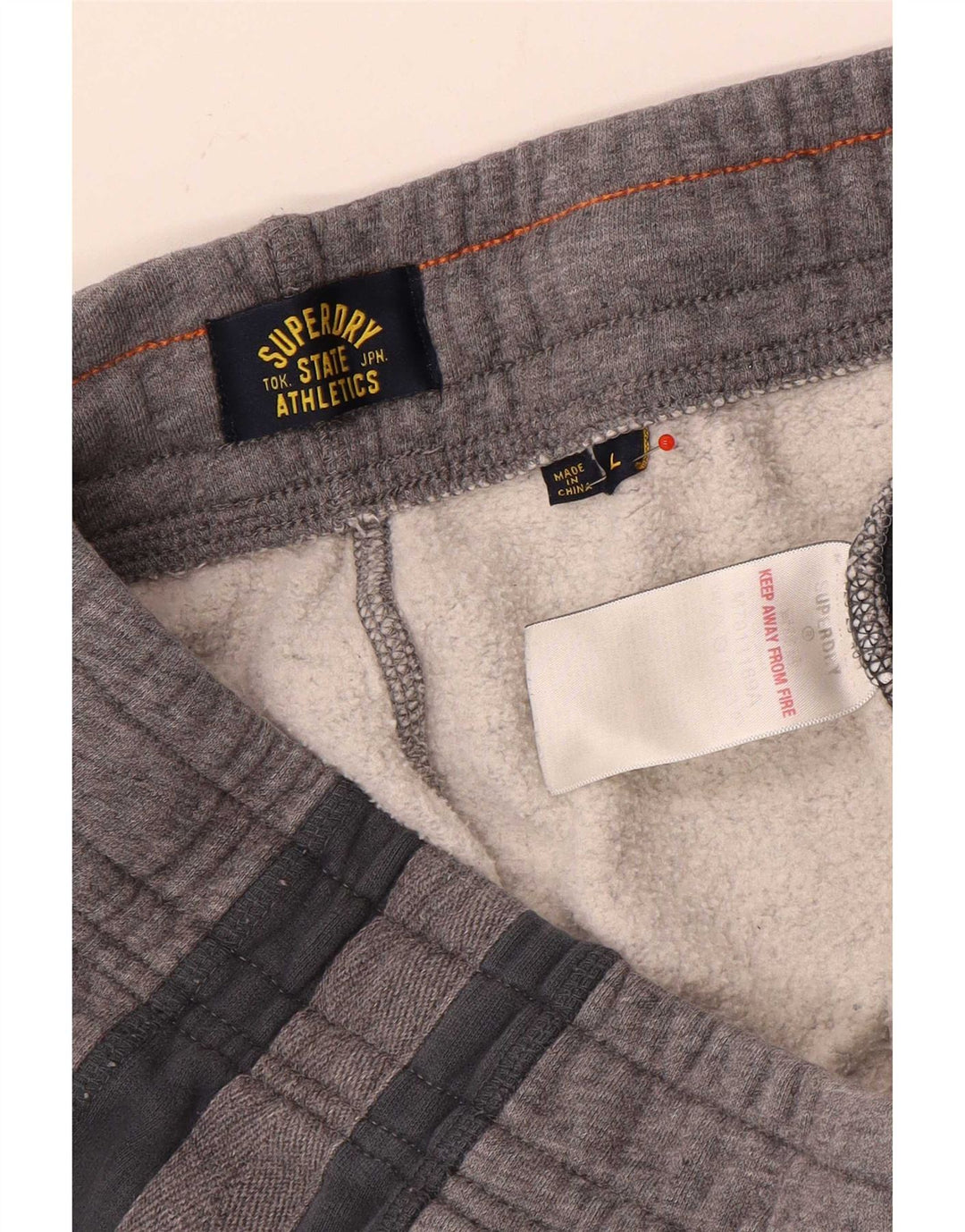 Męskie spodnie dresowe Superdry, duże, szare, bawełniane z blokami kolorów