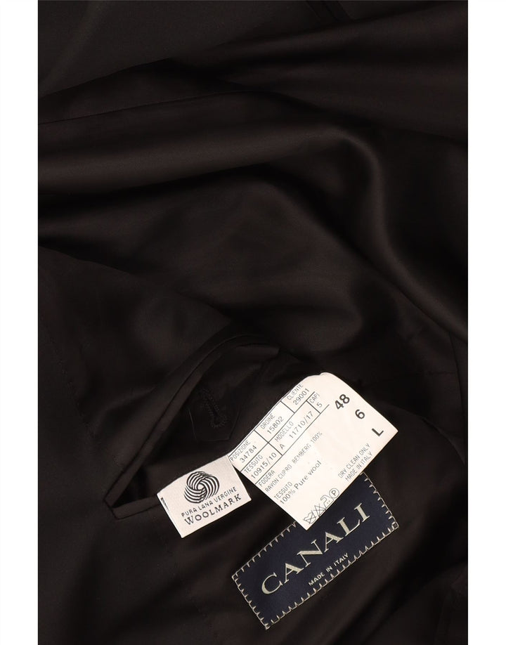 Męska marynarka Canali zapinana na 1 guzik IT 48 Średnia czarna dziewicza wełna