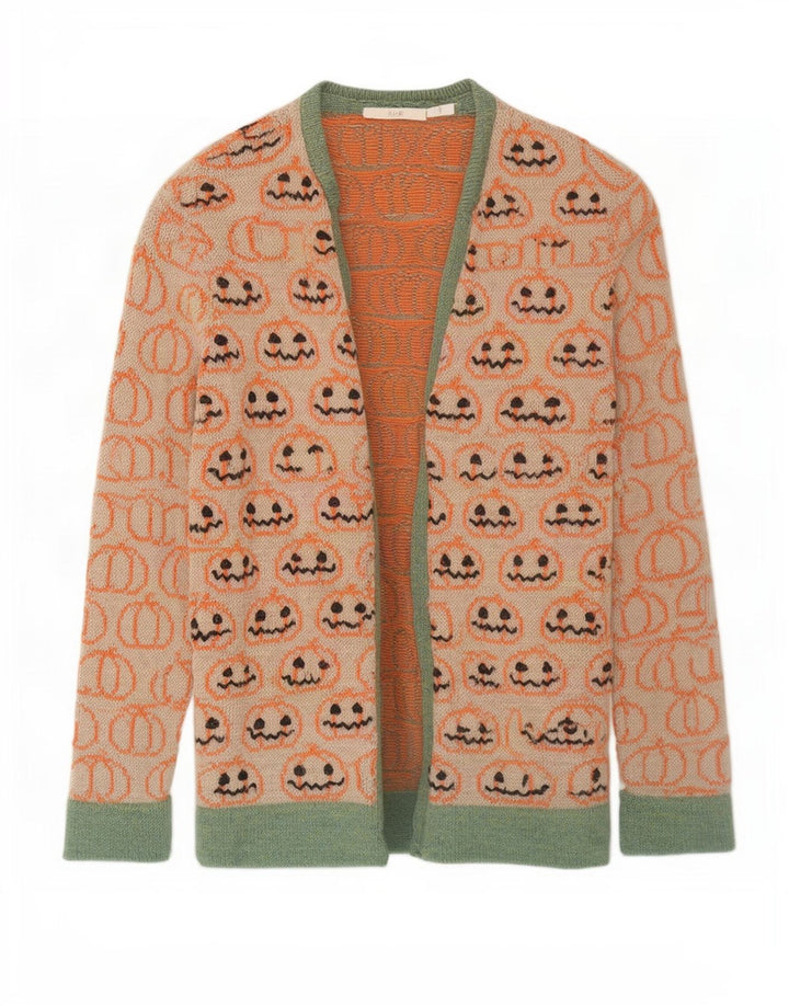Sweter damski w stylu vintage z długim rękawem i abstrakcyjnym wzorem UK 12 Średni szary