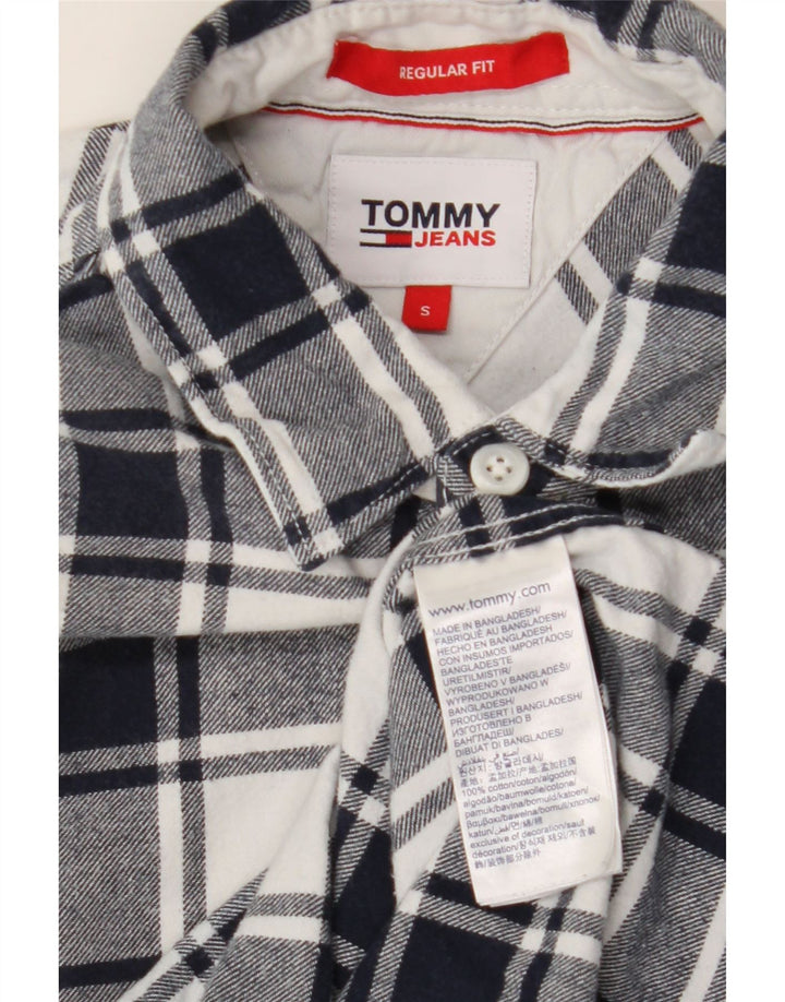 Męska koszula flanelowa TOMMY HILFIGER o regularnym kroju, mała, granatowa, bawełniana w kratę