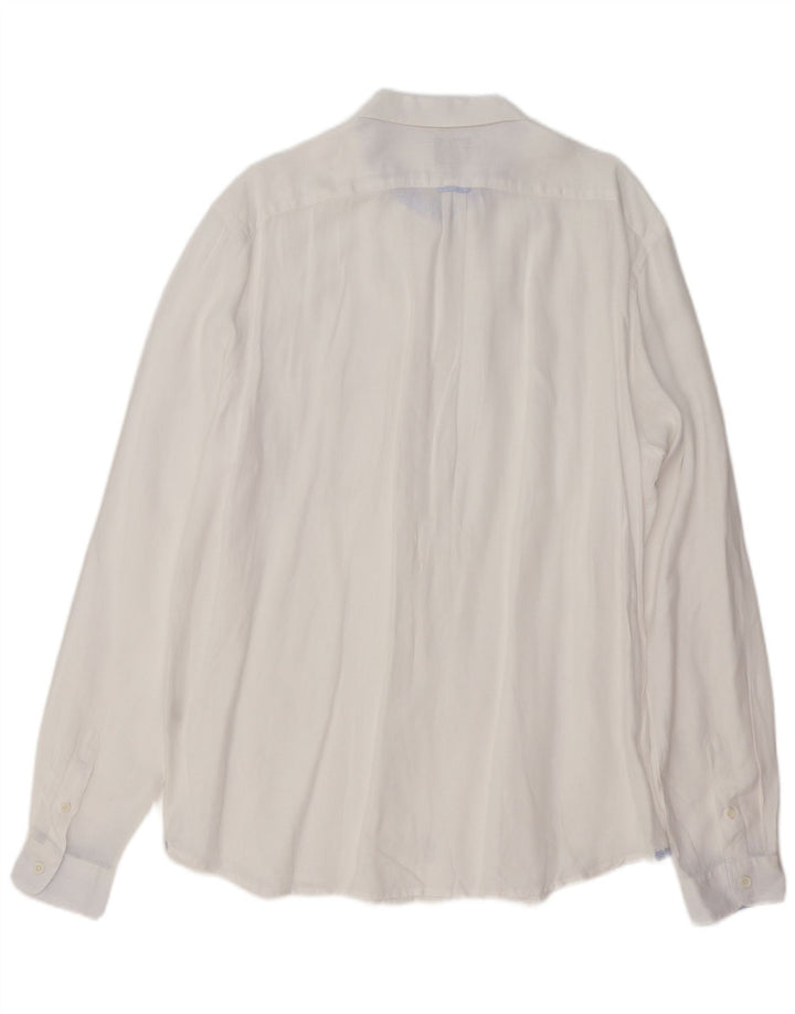 MONTE CARLO Mens Shirt 2XL White Linen Vintage Monte Carlo and Second-Hand Monte Carlo from Messina Hembry 