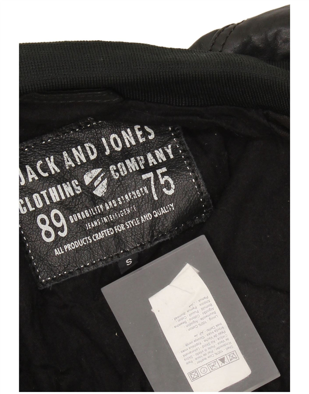 Męska skórzana kurtka bomber Jack & Jones UK 36, mała czarna skóra