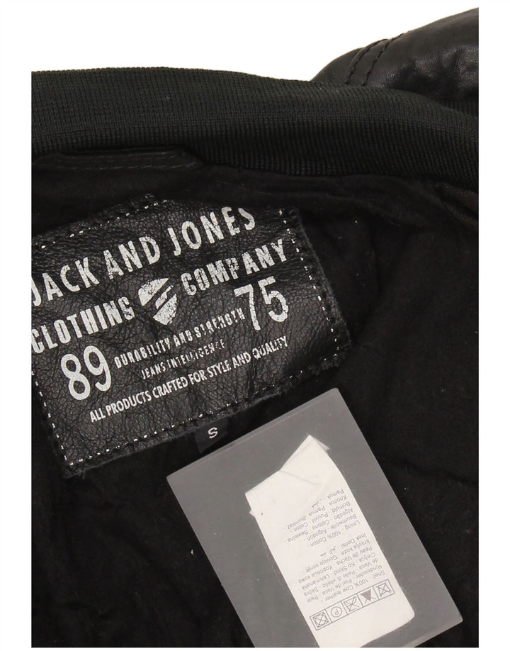 Męska skórzana kurtka bomber Jack & Jones UK 36, mała czarna skóra