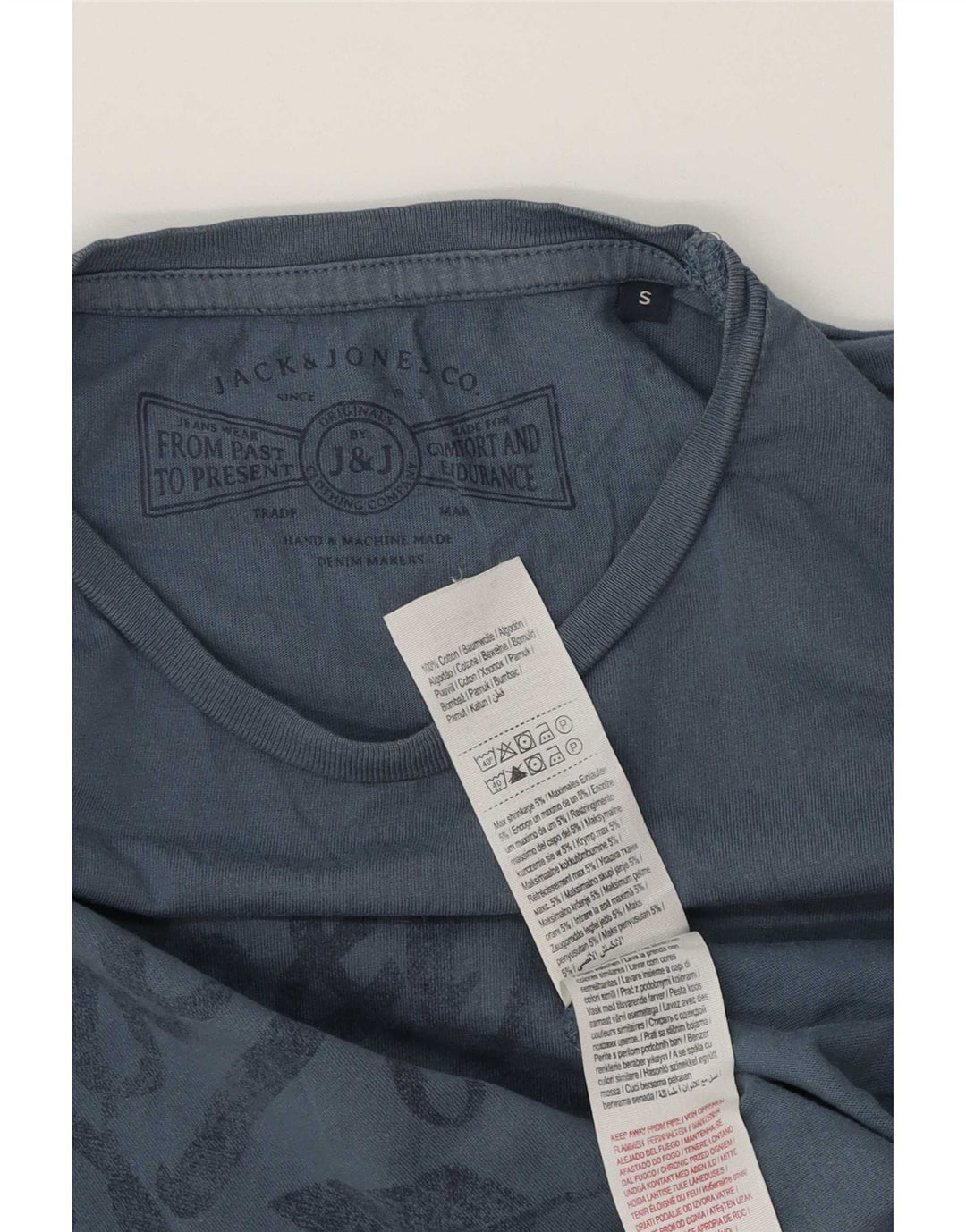 Męski T-shirt z grafiką Jack & Jones, mały, niebieski, bawełniany