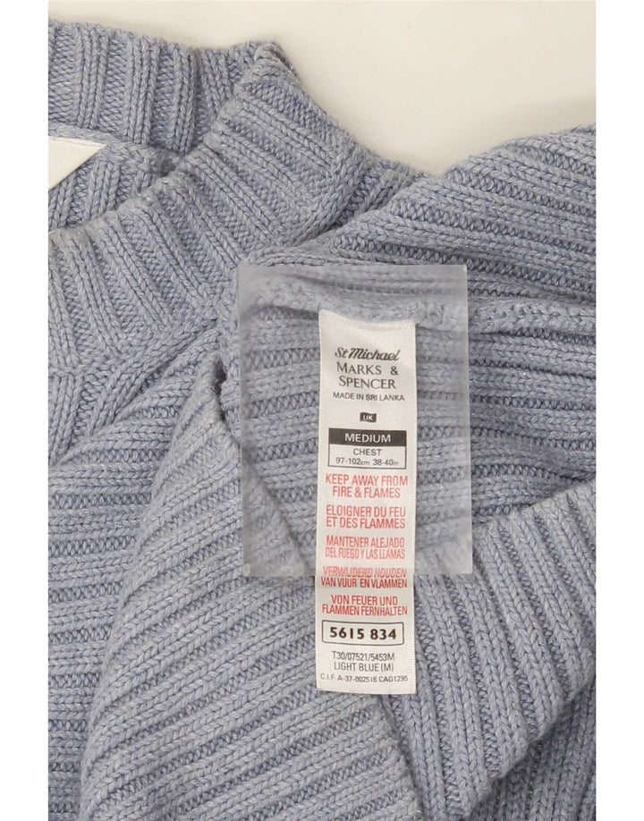 Marks & Spencer Męski sweter z okrągłym dekoltem, średni niebieski, bawełniany