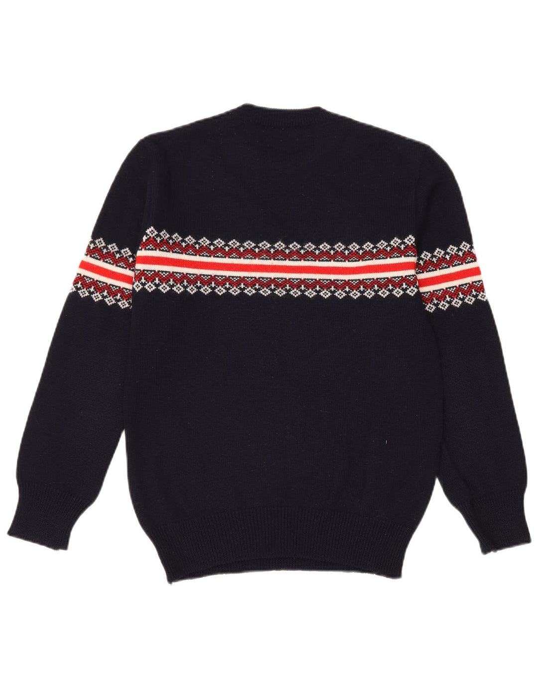 Vintage męski sweter z okrągłym dekoltem, mały granatowy Fair Isle