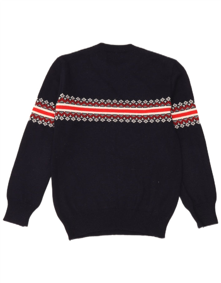 Vintage męski sweter z okrągłym dekoltem, mały granatowy Fair Isle