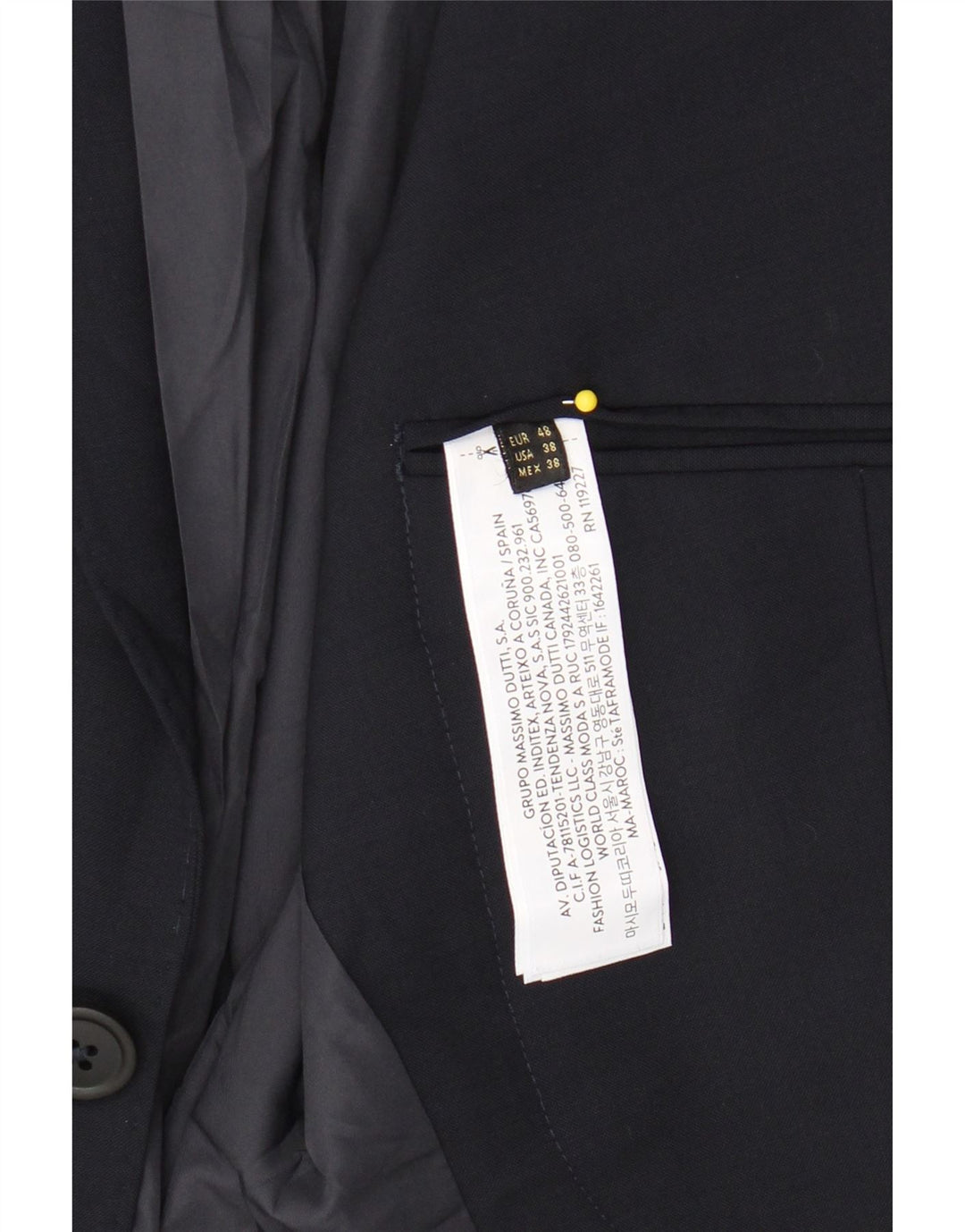 MASSIMO DUTTI Mens 2 Button Blazer Jacket EU 48 Medium Navy Blue Polyester Vintage Massimo Dutti and Second-Hand Massimo Dutti from Messina Hembry 