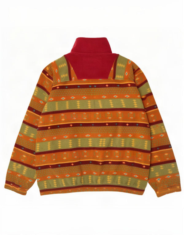 Vintage męski sweter polarowy z zamkiem błyskawicznym XL, wielobarwny, geometryczny