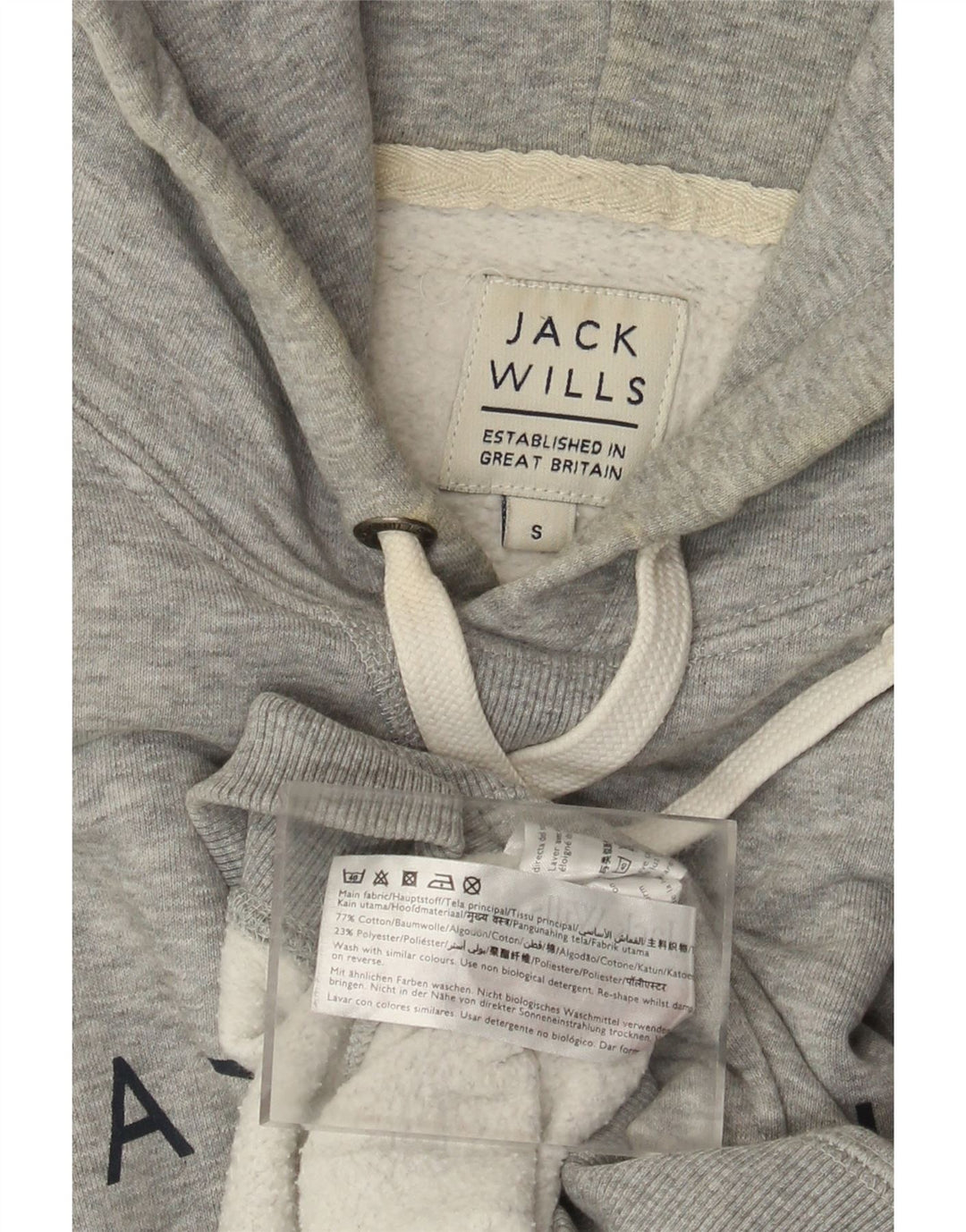 Męski sweter z kapturem Jack Wills, mały, szary, bawełniany