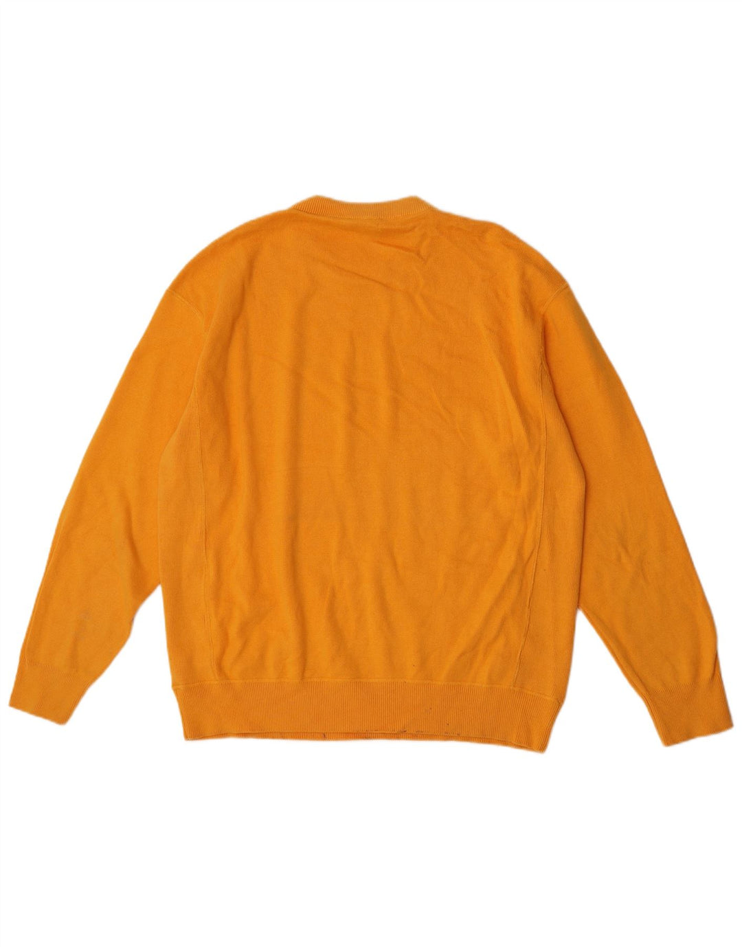 Męski sweter Zara z okrągłym dekoltem, duży, żółty, bawełniany