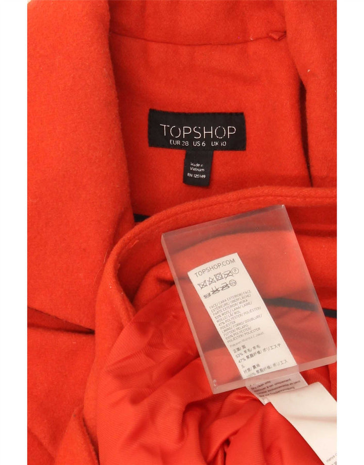 Topshop damski płaszcz dwurzędowy UK 10 mała pomarańczowa wełna