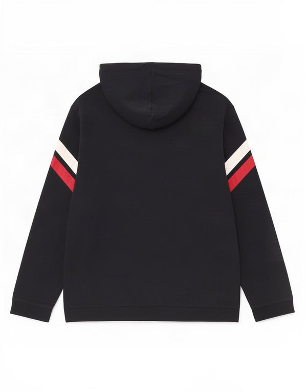 Męski sweter z kapturem i grafiką Hugo Boss 2XL, granatowy, bawełniany z blokami kolorów