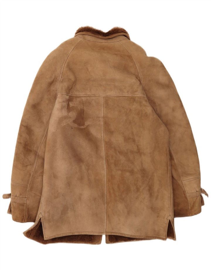 Vintage męska kurtka shearling IT 48 średnio brązowa skóra