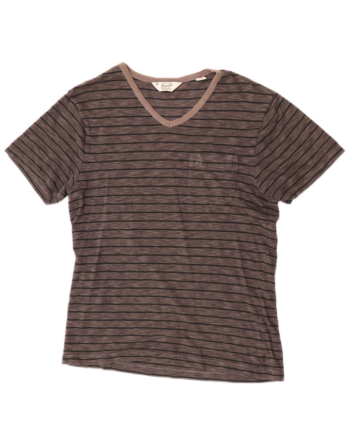 Męski T-shirt Penguin, duży, w brązowe paski