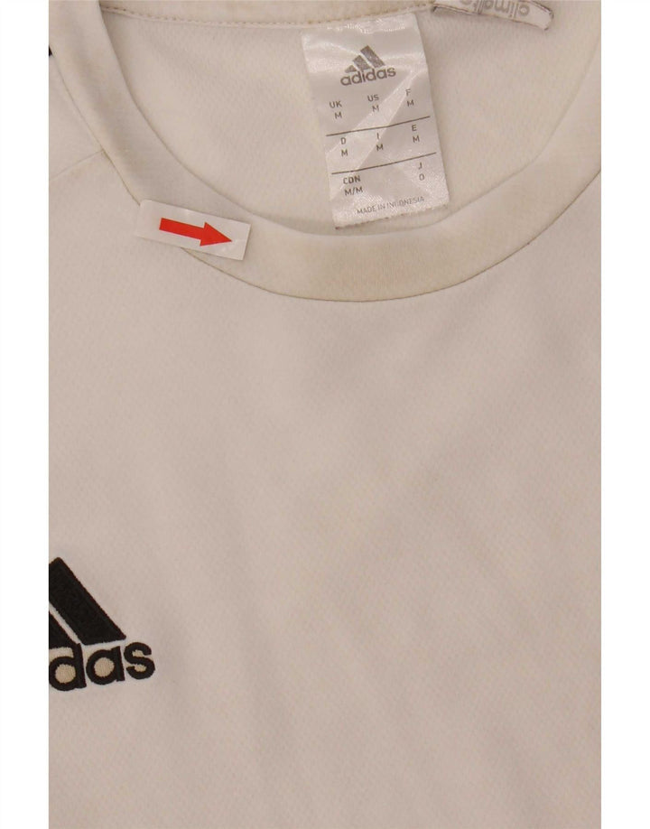 Adidas Męski T-shirt Climalite Top Średni Biały Poliester z blokami kolorów