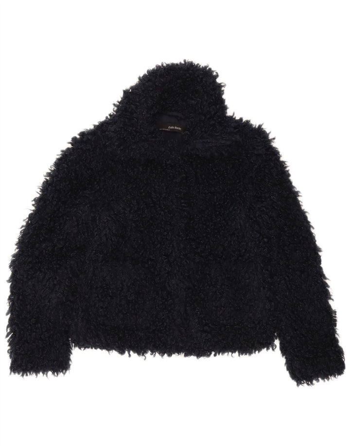 Damska kurtka oversize ze sztucznego futra Zara UK 6 XS Granatowa, poliestrowa