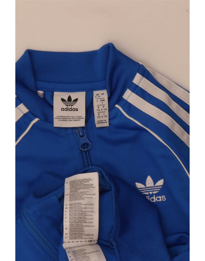 Adidas Chłopięca Dresowa Kurtka Top 6-7 Lat Niebieski Poliester
