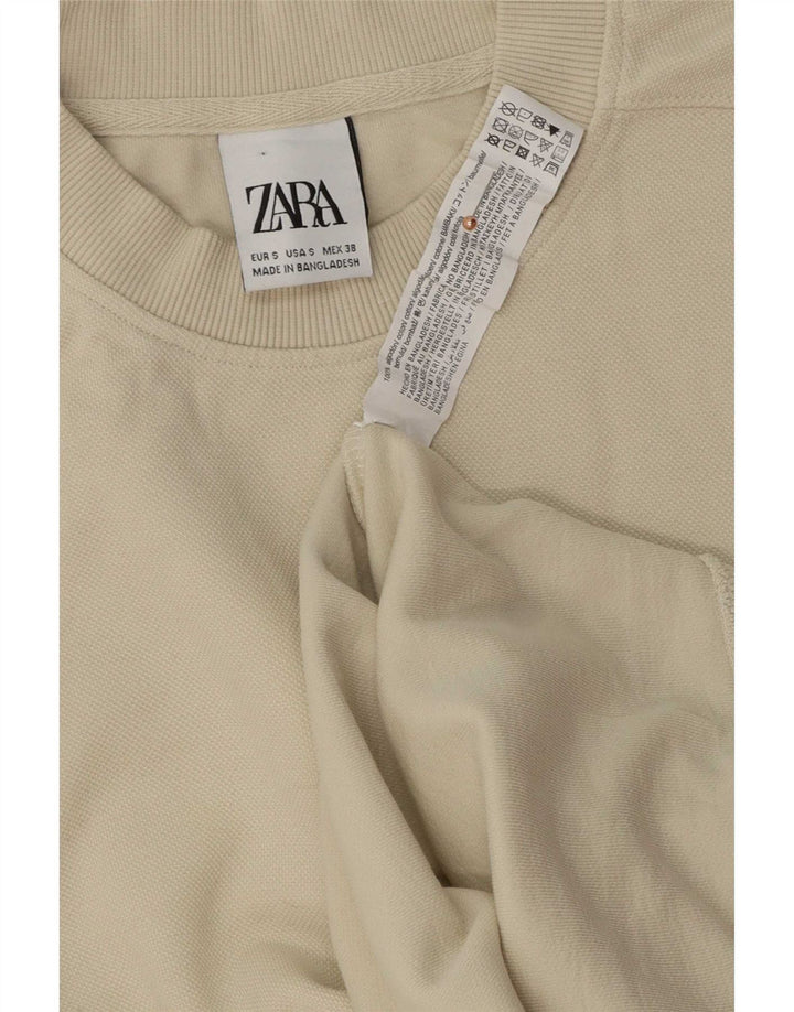 Męski sweter Zara, mały, złamanej bieli, bawełniany