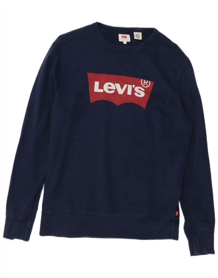 Męska bluza z grafiką LEVI'S, mała, granatowa, bawełniana