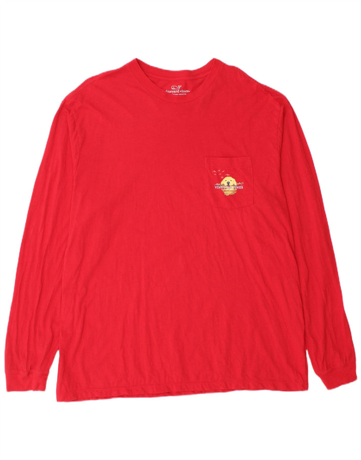 Męski graficzny top VINEYARD VINES z długim rękawem XL, czerwony, bawełniany
