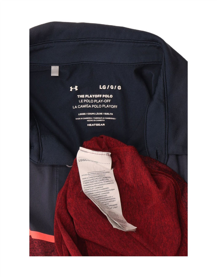 Męska koszulka polo Under Armour, duża, bordowa, poliestrowa z blokami kolorów