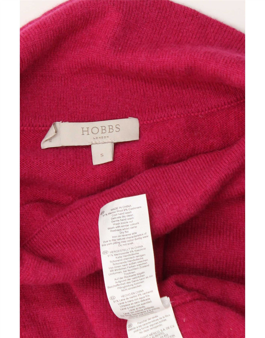 Sweter damski Hobbs z wywijanym dekoltem UK 10 Small Pink Wełna